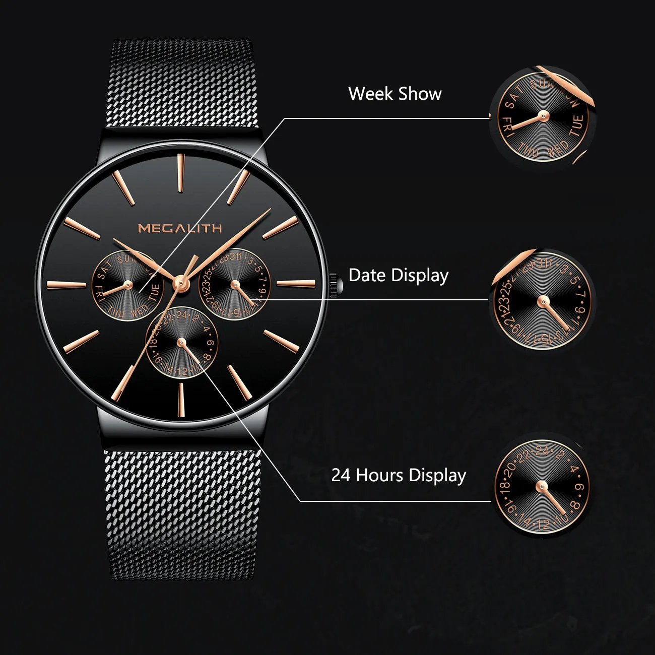 0047M | Quartz Men Watch | Mesh Band