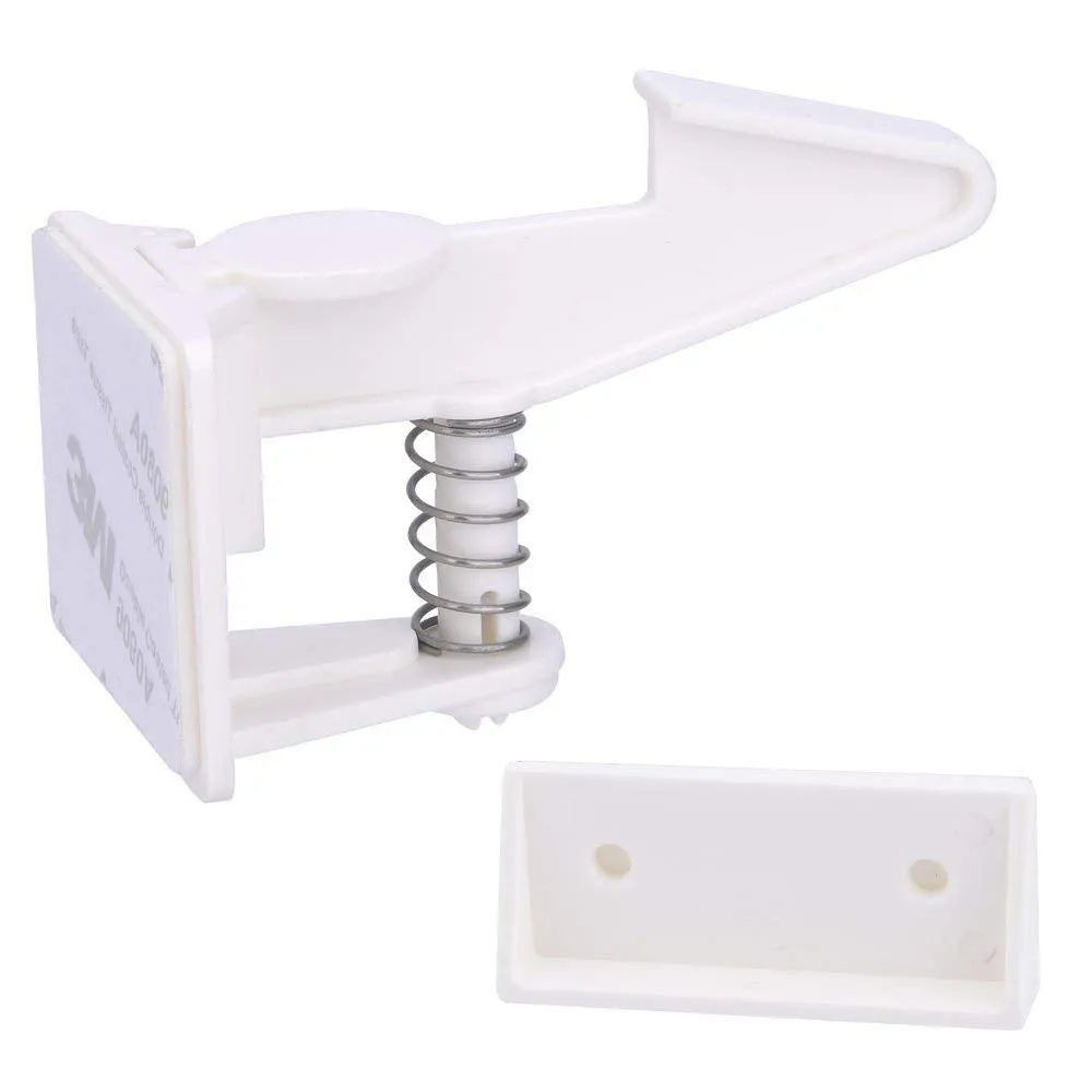 12 Pack Cabinet Locks Child Safety Latches - Vmaisi Baby Proofing Cabinets Drawer Lock with Adhesive Easy Installation - No Drilling or Extra Screws (White)