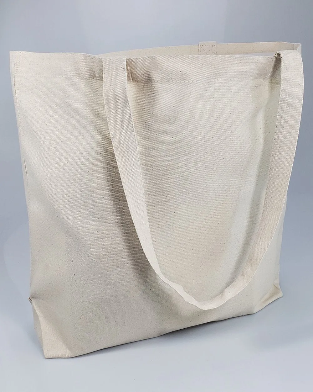 120 ct Large Size Light Canvas Wholesale Tote Bag with Long Handles - By Case