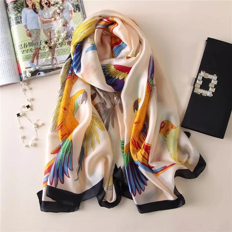 180*90cm Luxury Brand Women Summer Silk Scarves Shawls Lady Wrap Soft Female Echarpe Designer Beach stole Bandanna foulard pareo