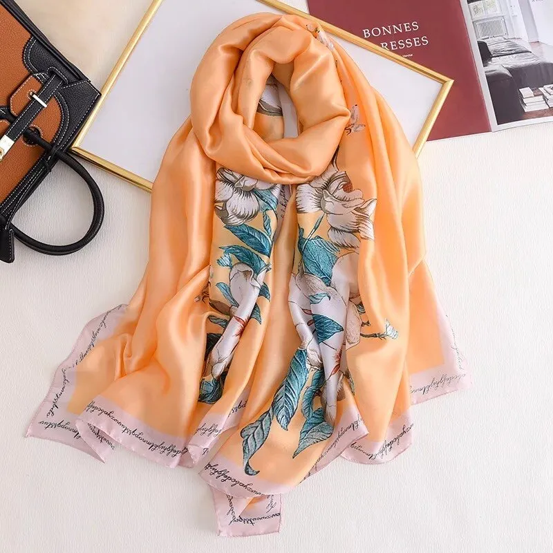 180*90cm Luxury Brand Women Summer Silk Scarves Shawls Lady Wrap Soft Female Echarpe Designer Beach stole Bandanna foulard pareo