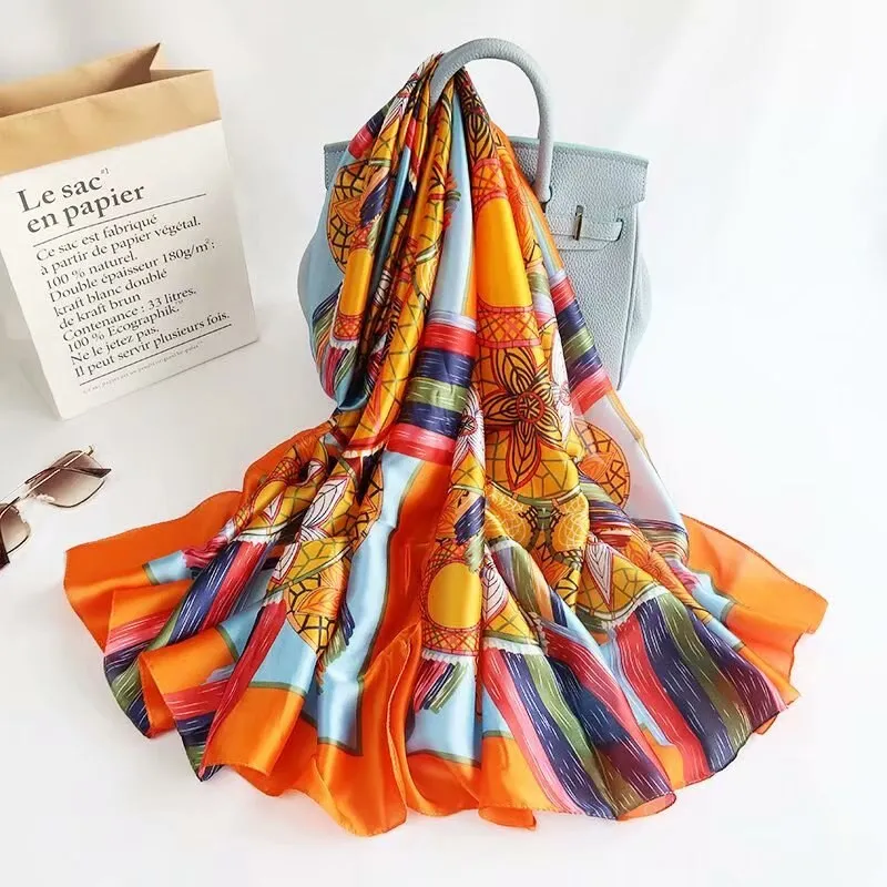 180*90cm Luxury Brand Women Summer Silk Scarves Shawls Lady Wrap Soft Female Echarpe Designer Beach stole Bandanna foulard pareo