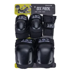 187 Pad Set Combo Pack Adult 6 Pack Set - Black