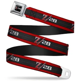 1969 Camaro Z 28 Emblem Full Color Black Silvers Red Seatbelt Belt - 1969 Camaro Z/28 Emblem/Stripe Red/Black/Gray/Silver Webbing