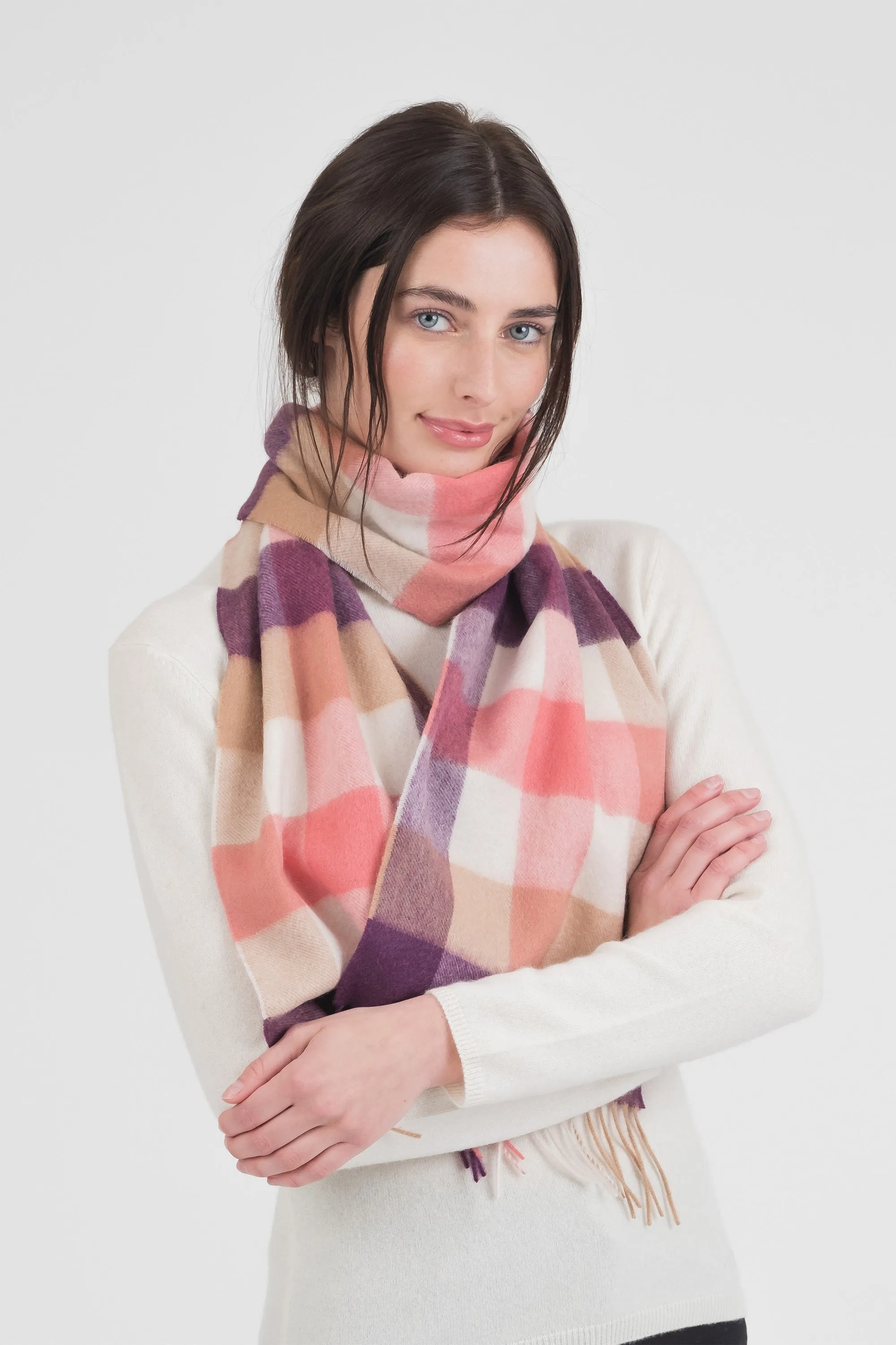 5 Square Check Cashmere Scarf - Eminence