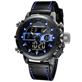 8051M |  Analog Digital Men Watch | Leather Band