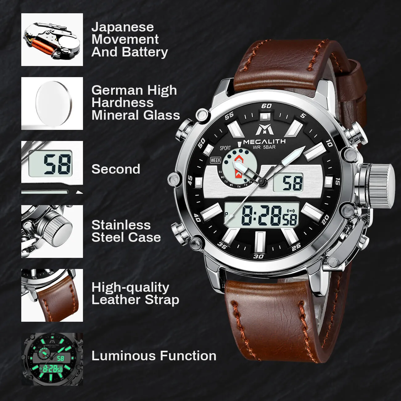 8229M | Quartz Men Watch | Leather Band