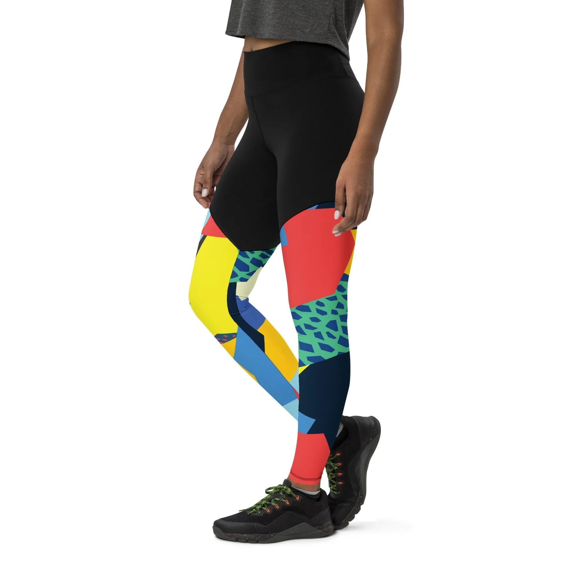 90s Color Block Compression Leggings