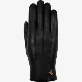 Alessandra (black) - goatskin leather gloves with lambswool lining & touchscreen feature