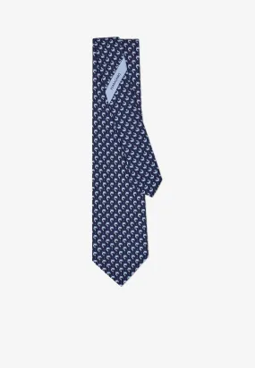 All-Over Dolphin Print Silk Tie