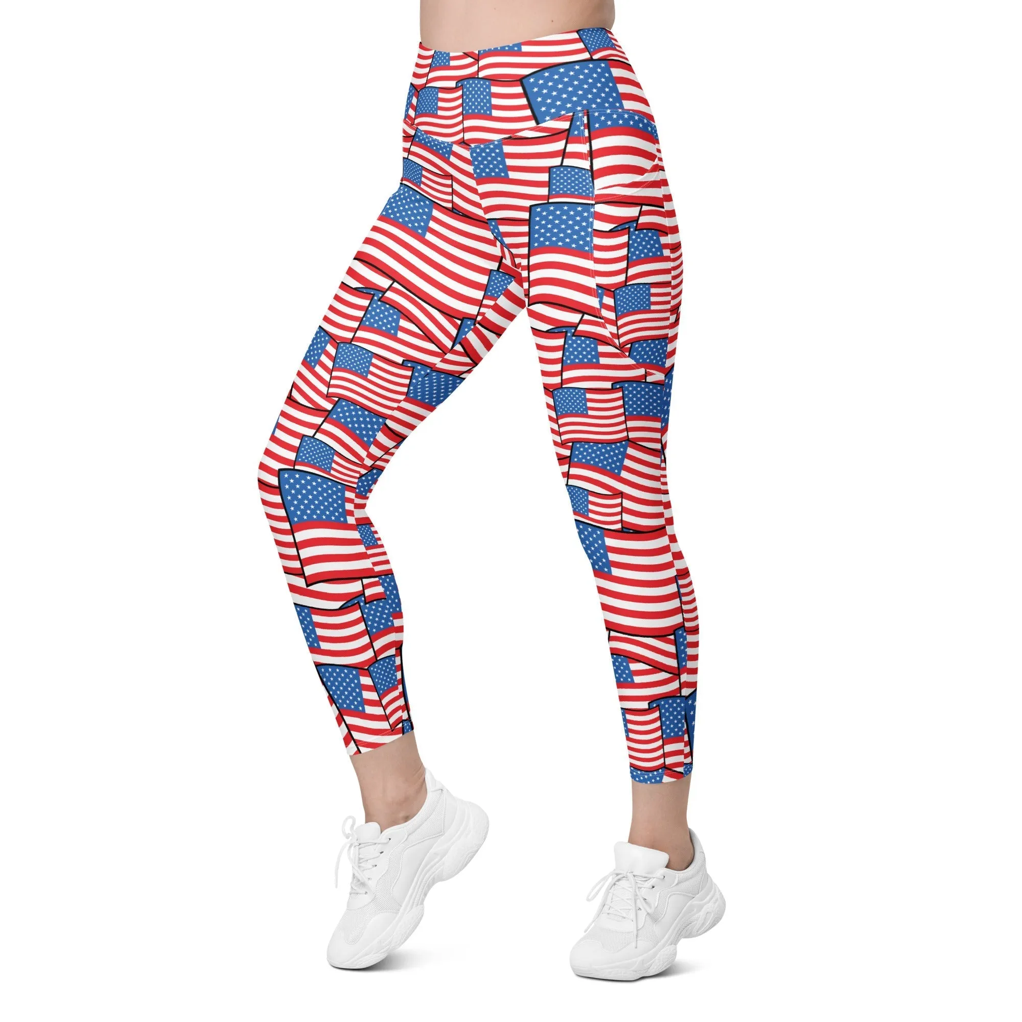 American Flag Pattern Leggings With Pockets