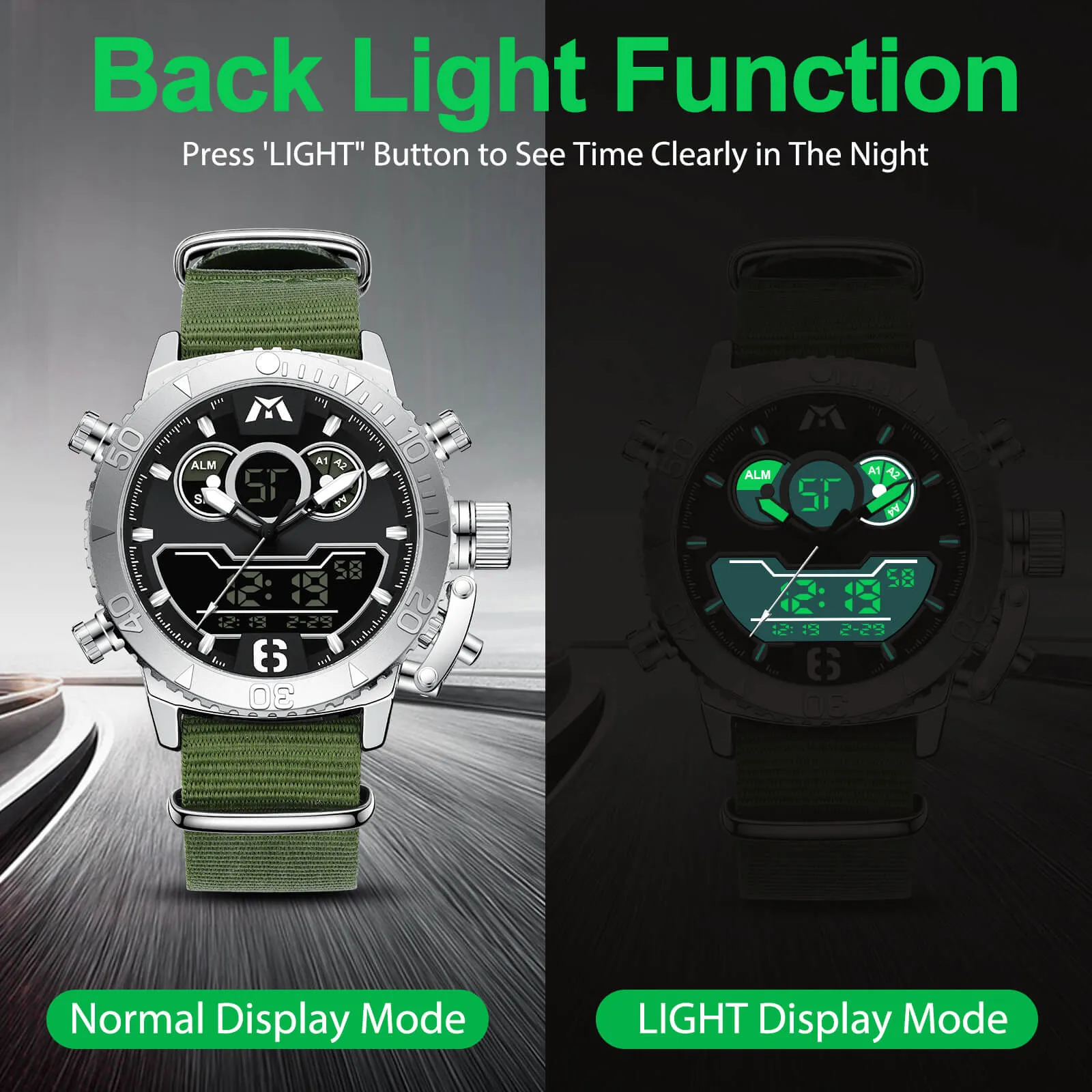 Analog Digital Watch | Nylon Band | 8269M