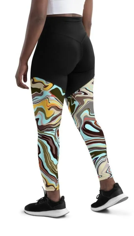 Aqua Marble Compression Leggings