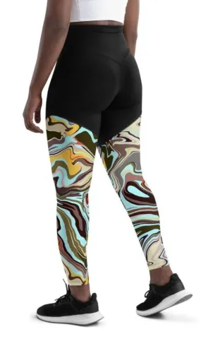 Aqua Marble Compression Leggings