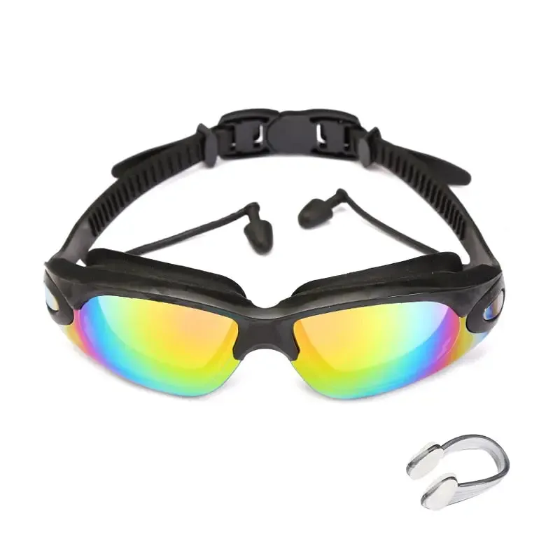 AquaComfort Pro Swimming Goggles with Earplugs and Nose Clip - Professional Swimming Goggles