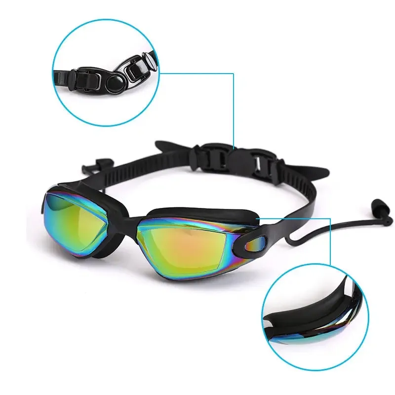 AquaComfort Pro Swimming Goggles with Earplugs and Nose Clip - Professional Swimming Goggles