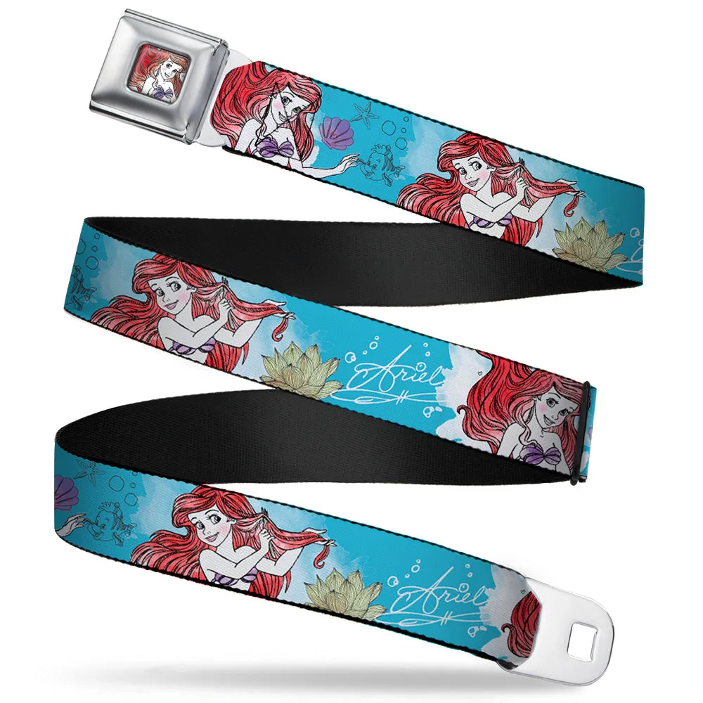 Ariel Face4 Full Color Pink Blue Seatbelt Belt - ARIEL Sketch Poses Blues/Lavender Webbing