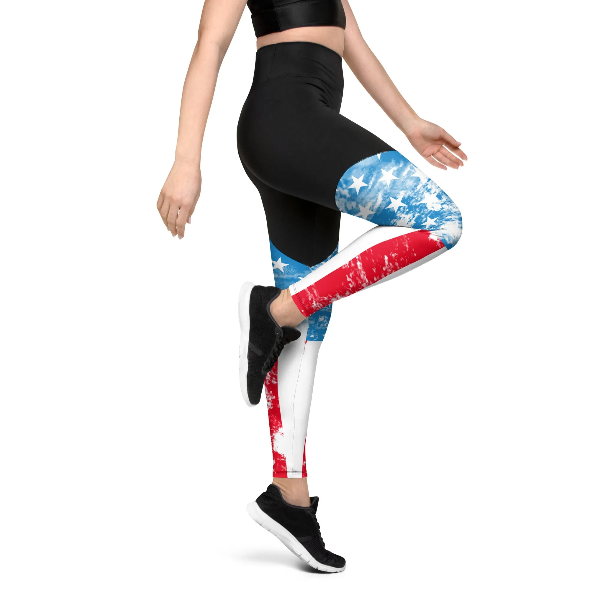 Artsy American Flag Compression Leggings