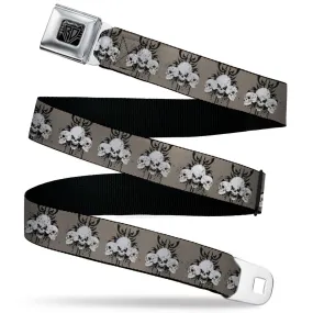 BD Wings Logo CLOSE-UP Black/Silver Seatbelt Belt - Buckle-Down Die Hard Skull Trio Gray/Black/White Webbing