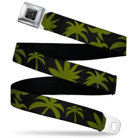 BD Wings Logo CLOSE-UP Black/Silver Seatbelt Belt - Palm Tree Silhouette3 CLOSE-UP Black/Olive Webbing