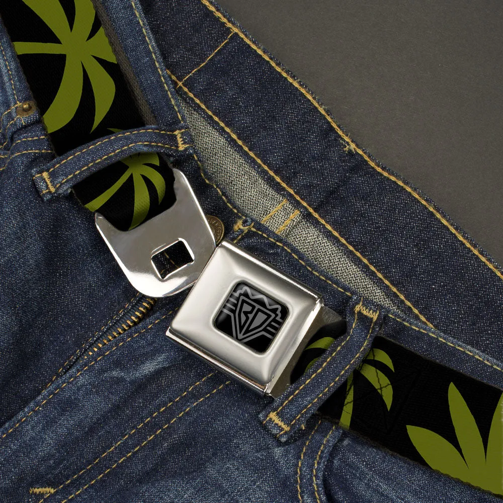 BD Wings Logo CLOSE-UP Black/Silver Seatbelt Belt - Palm Tree Silhouette3 CLOSE-UP Black/Olive Webbing