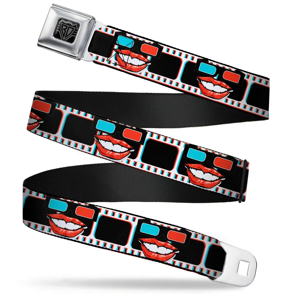 BD Wings Logo CLOSE-UP Full Color Black Silver Seatbelt Belt - 3-D Filmstrip Webbing