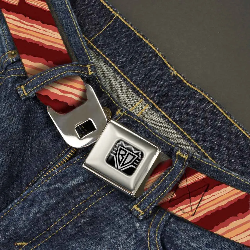 BD Wings Logo CLOSE-UP Full Color Black Silver Seatbelt Belt - Bacon Slices Maroon Webbing