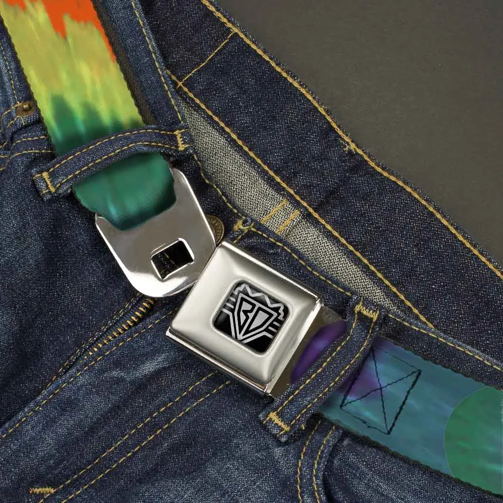 BD Wings Logo CLOSE-UP Full Color Black Silver Seatbelt Belt - BD Tie Dye Webbing