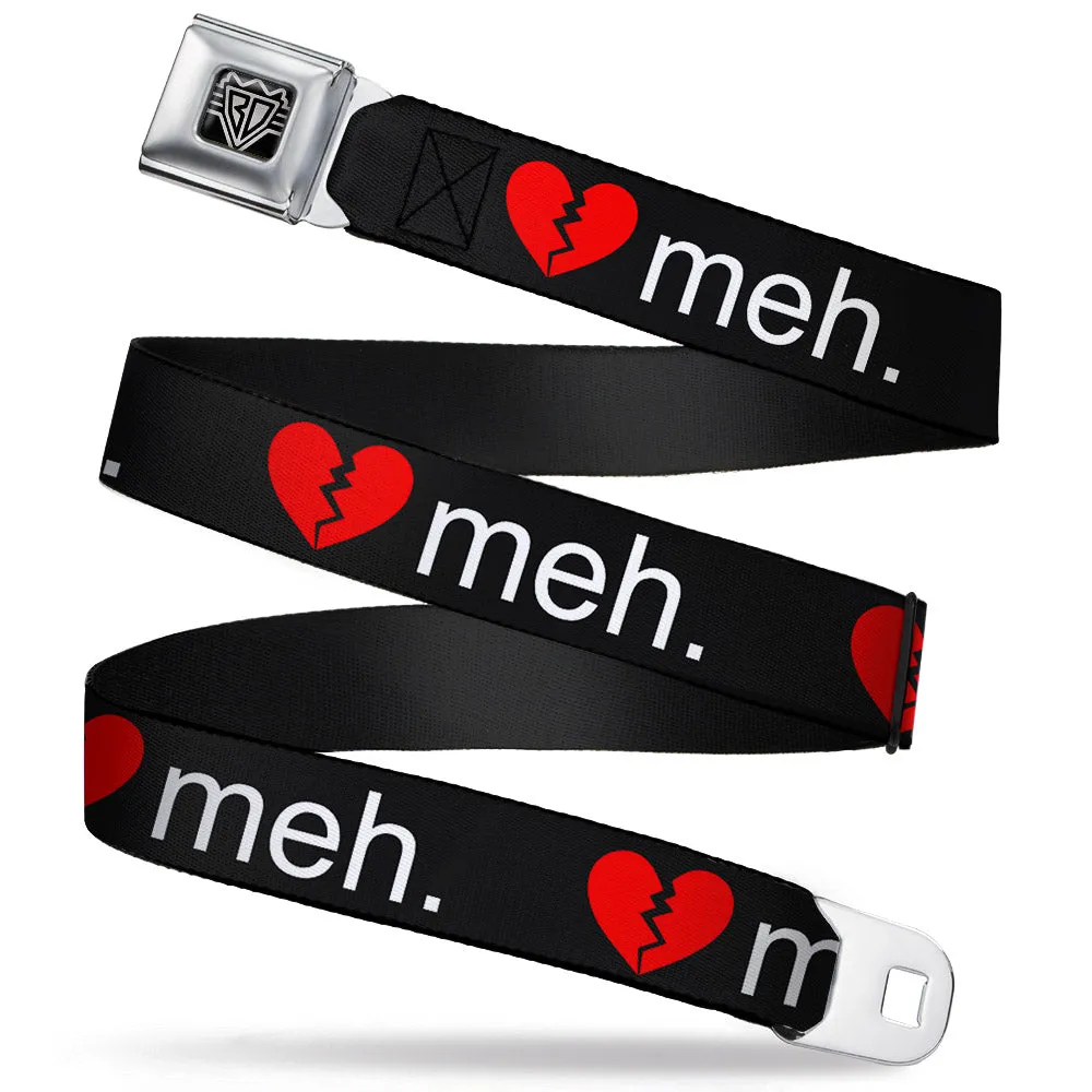 BD Wings Logo CLOSE-UP Full Color Black Silver Seatbelt Belt - Broken Heart MEH Black/Red/White Webbing