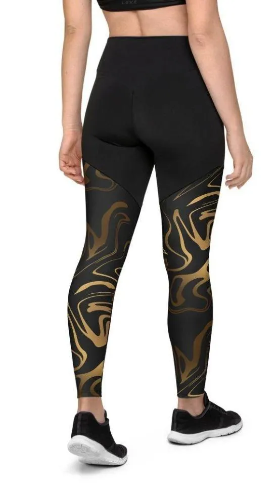 Black & Gold Compression Leggings