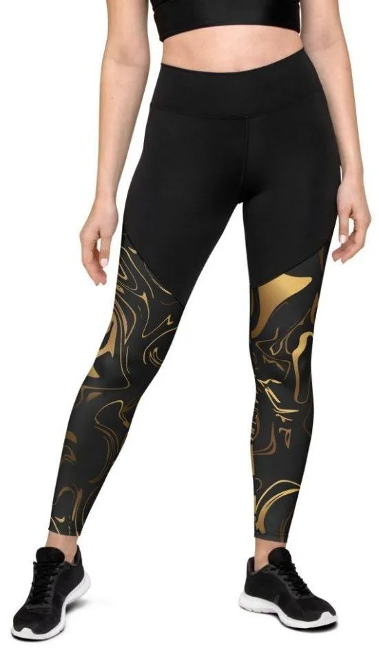 Black & Gold Compression Leggings