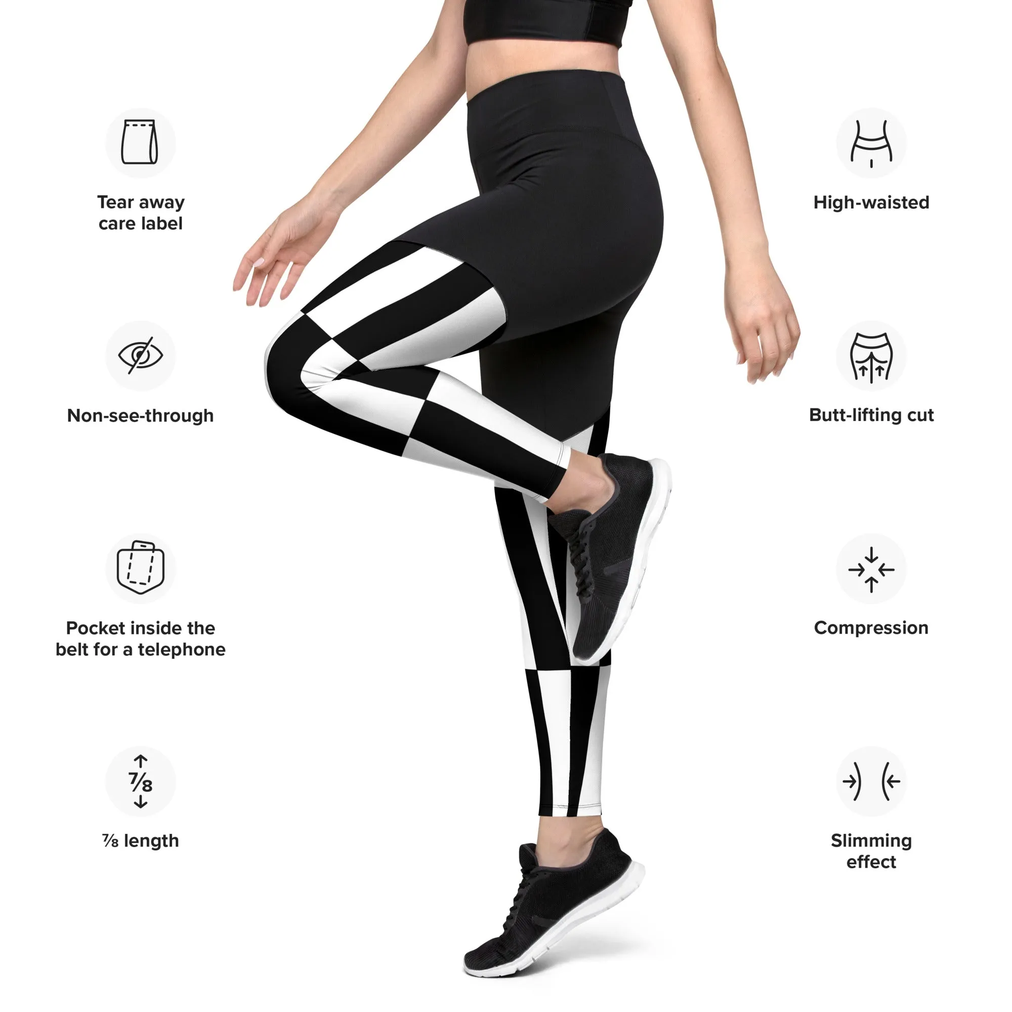 Black and White Optical Illusion Compression Leggings