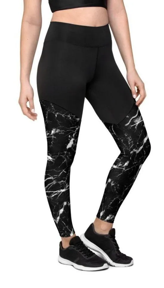 Black Marble Compression Leggings