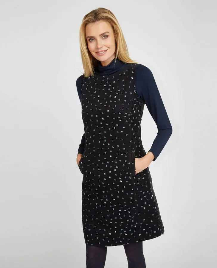 Black Starscatter Print Cord Pinafore