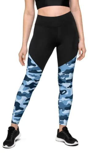 Blue Camo Compression Leggings