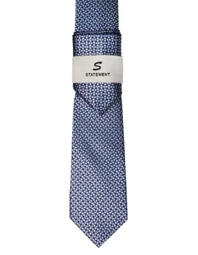 BLUE GEO 2 PC TIE & HANKIE SET