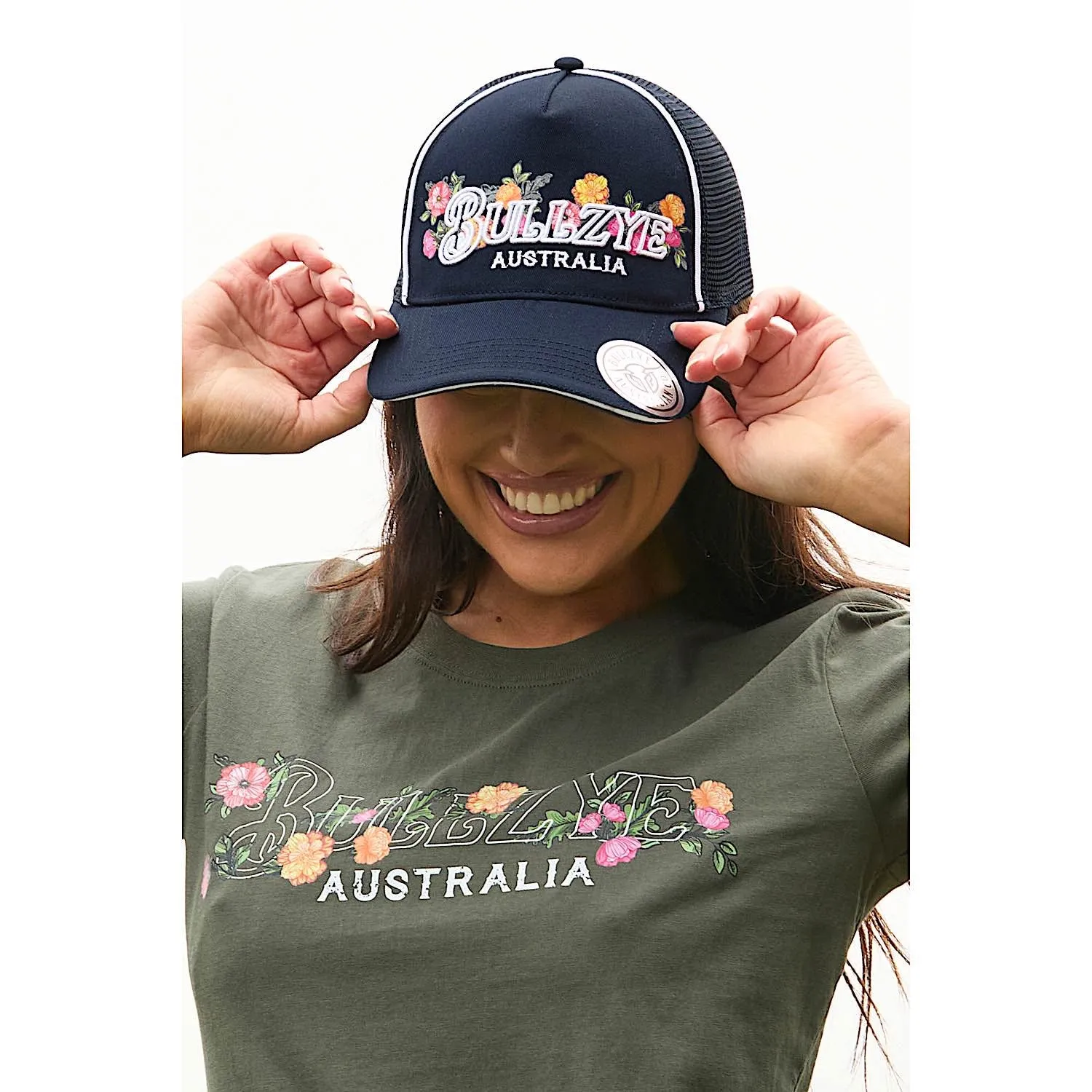 Bullzye Flora High Profile Trucker Cap - Navy