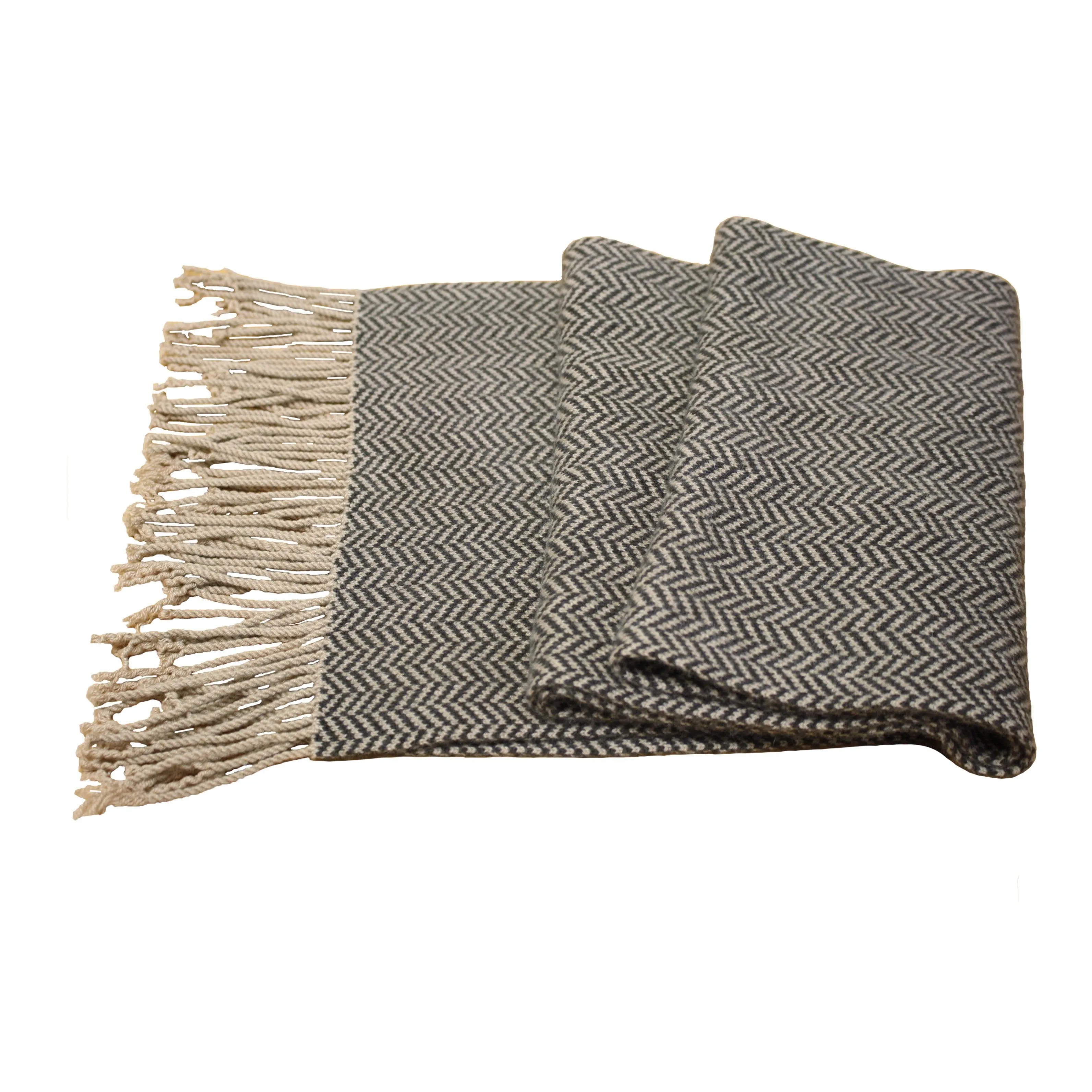 Camel Woolwhite Cashmere Herringbone Scarf