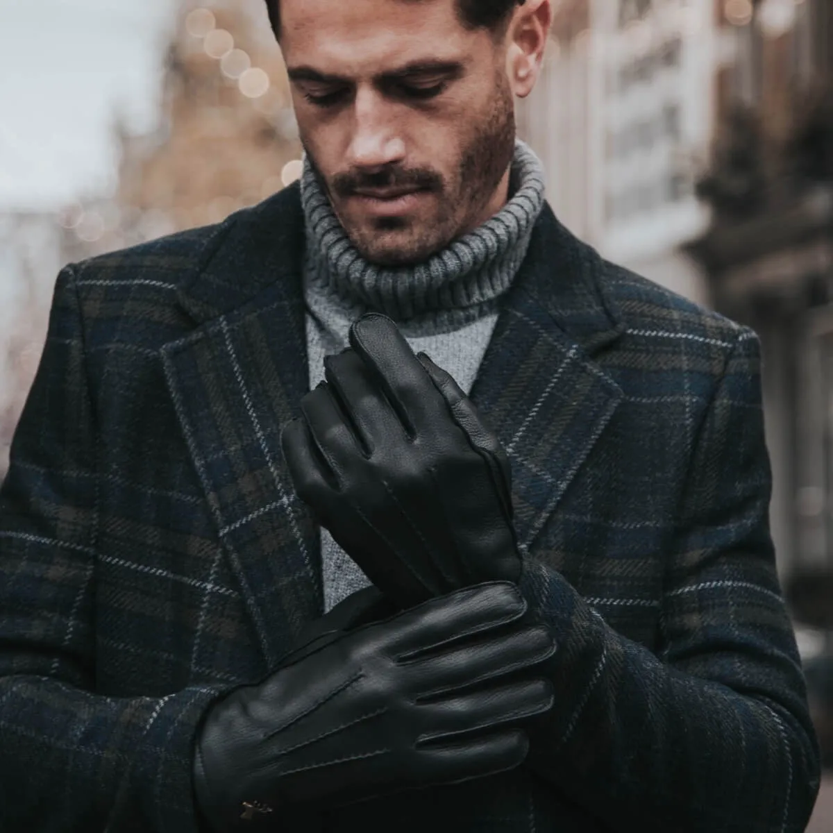 Charles – luxurious American deerskin leather gloves with warm cashmere lining