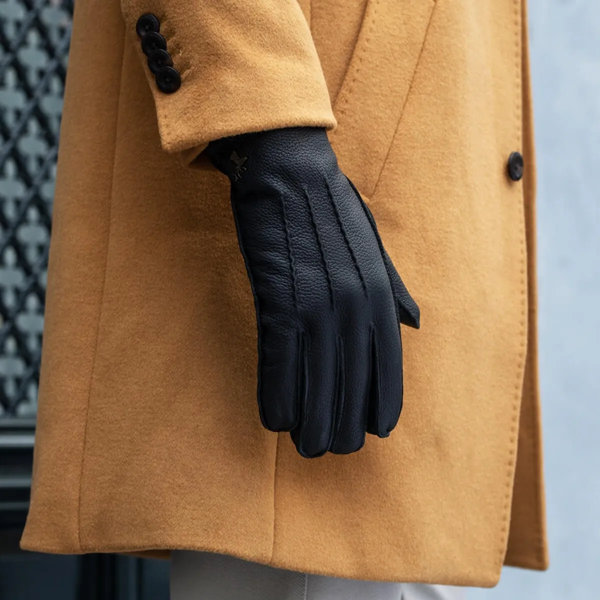 Charles – luxurious American deerskin leather gloves with warm cashmere lining