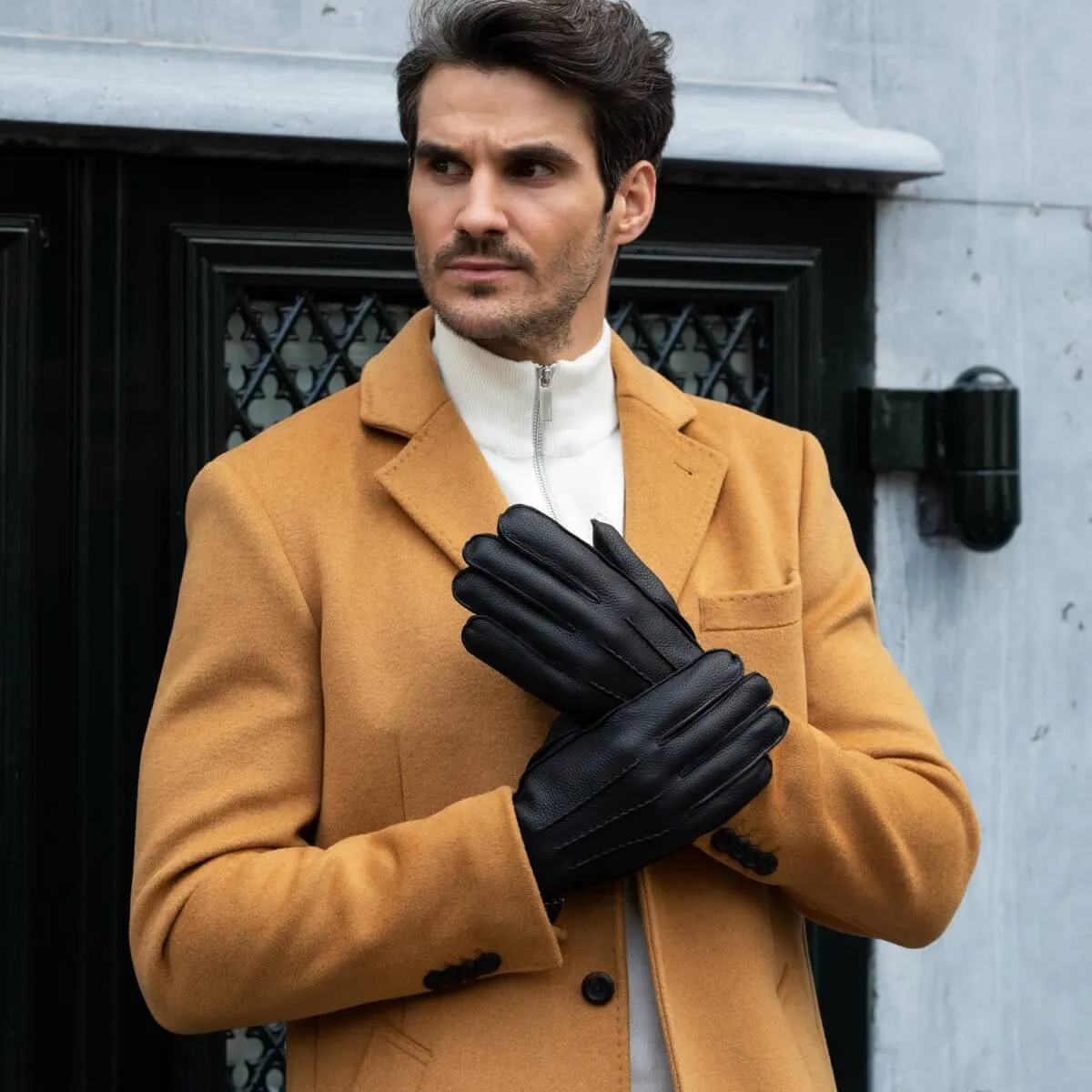 Charles – luxurious American deerskin leather gloves with warm cashmere lining