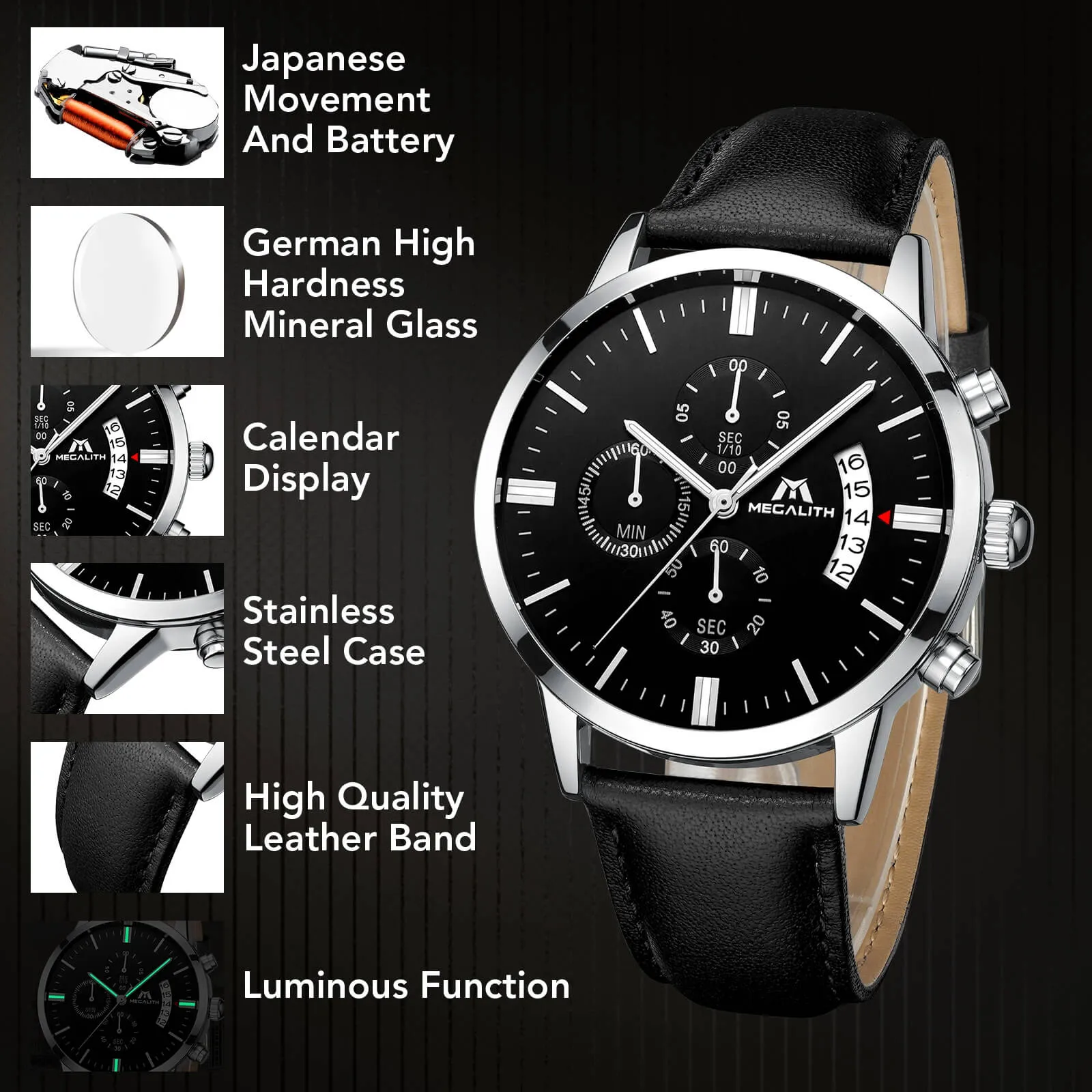 Chronograph Watch | Leather Band | 0105M