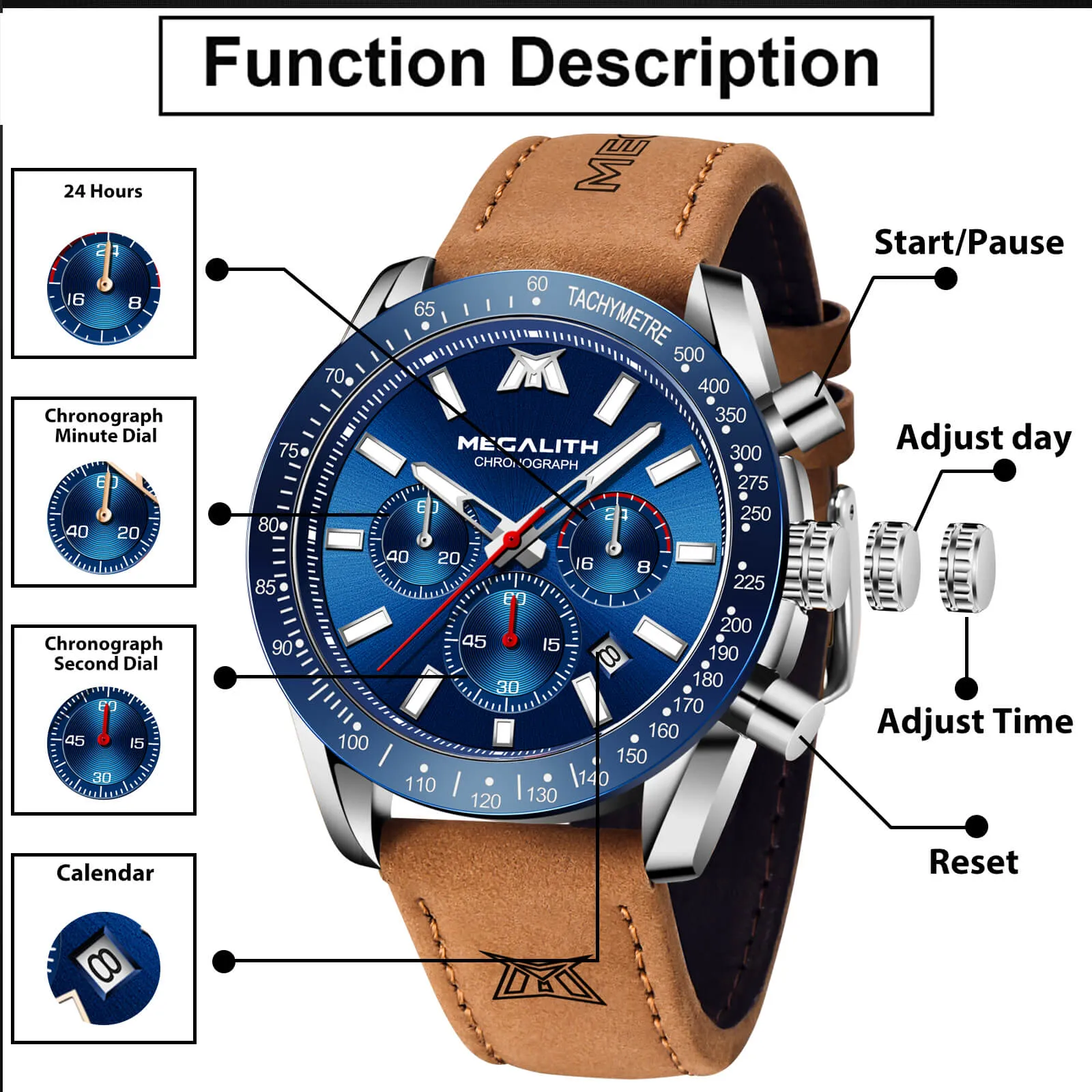 Chronograph Watch | Leather Band | 8274M