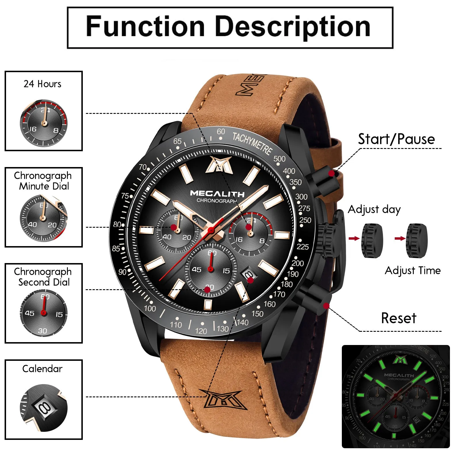 Chronograph Watch | Leather Band | 8274M