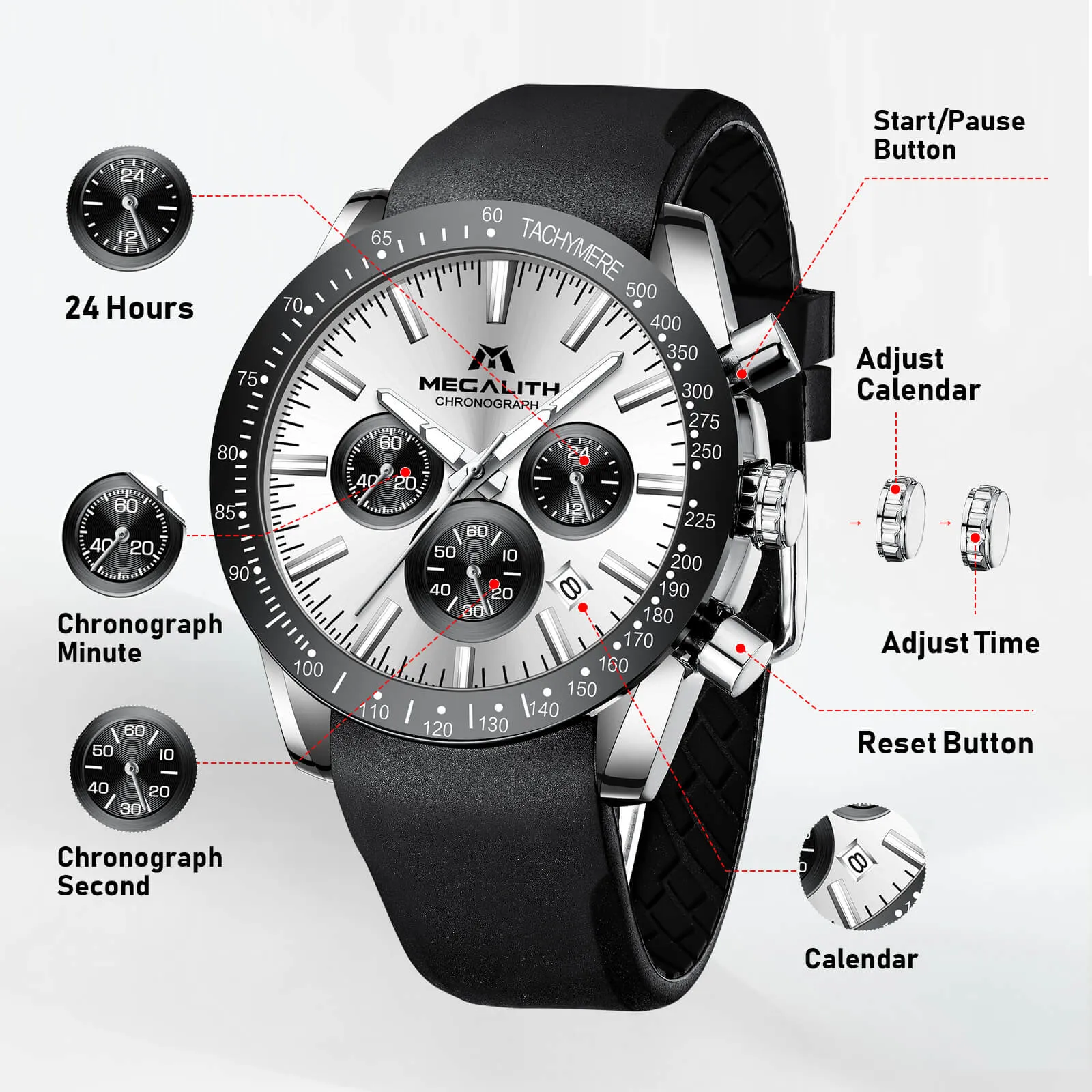 Chronograph Watch | Rubber Band | 8270M