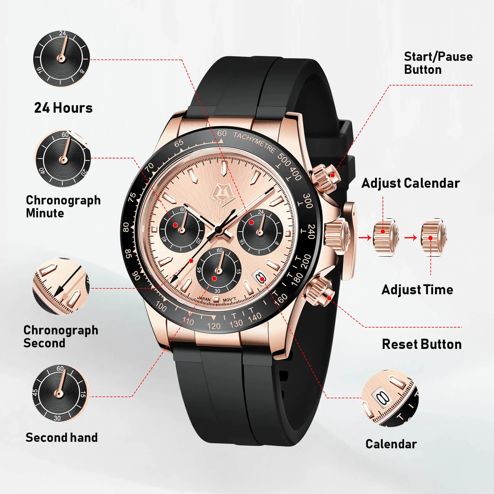 Chronograph Watch | Rubber Band | 8389M