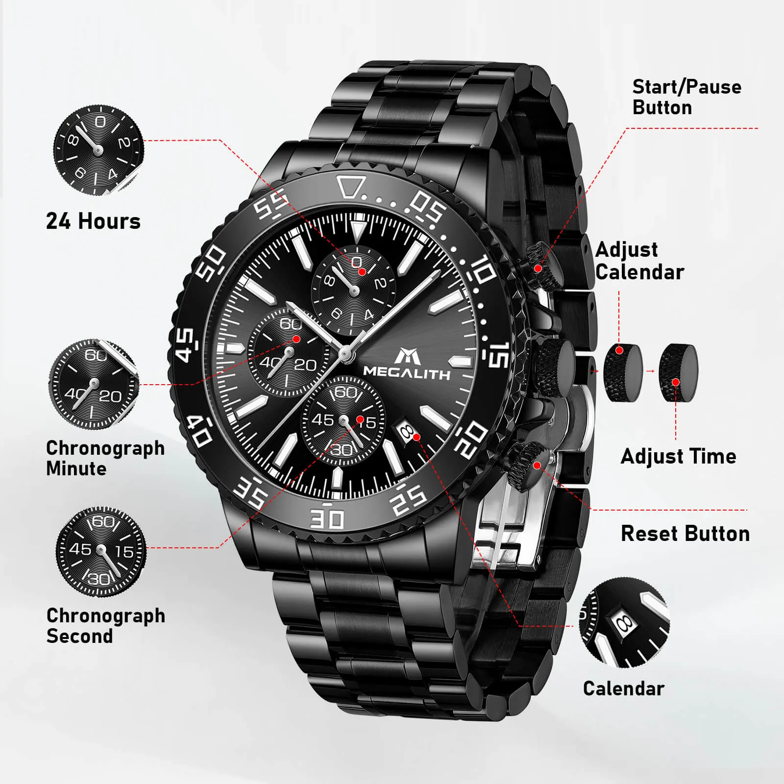 Chronograph Watch | Stainless Steel Band | 8259M