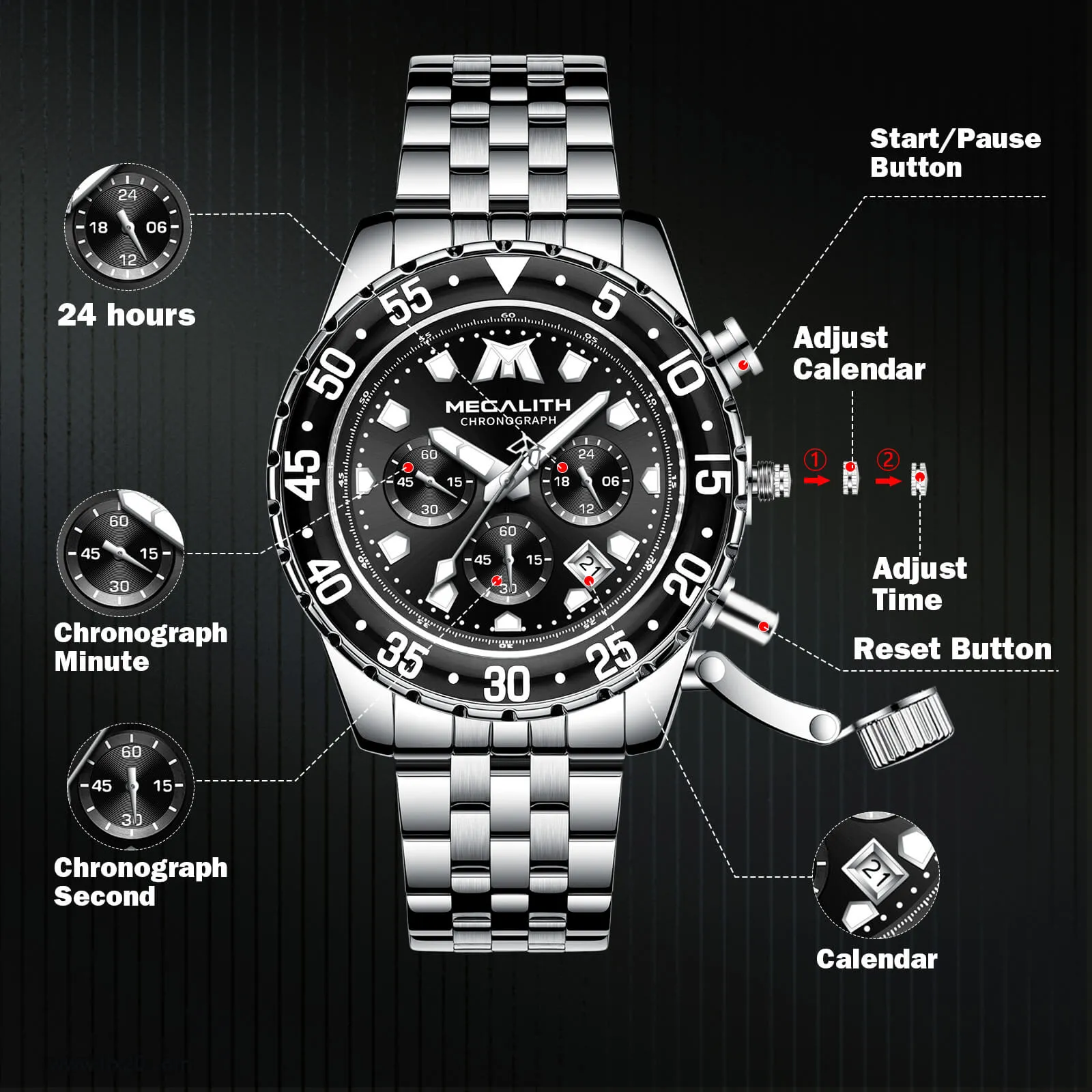 Chronograph Watch | Stainless Steel Band | 8260M