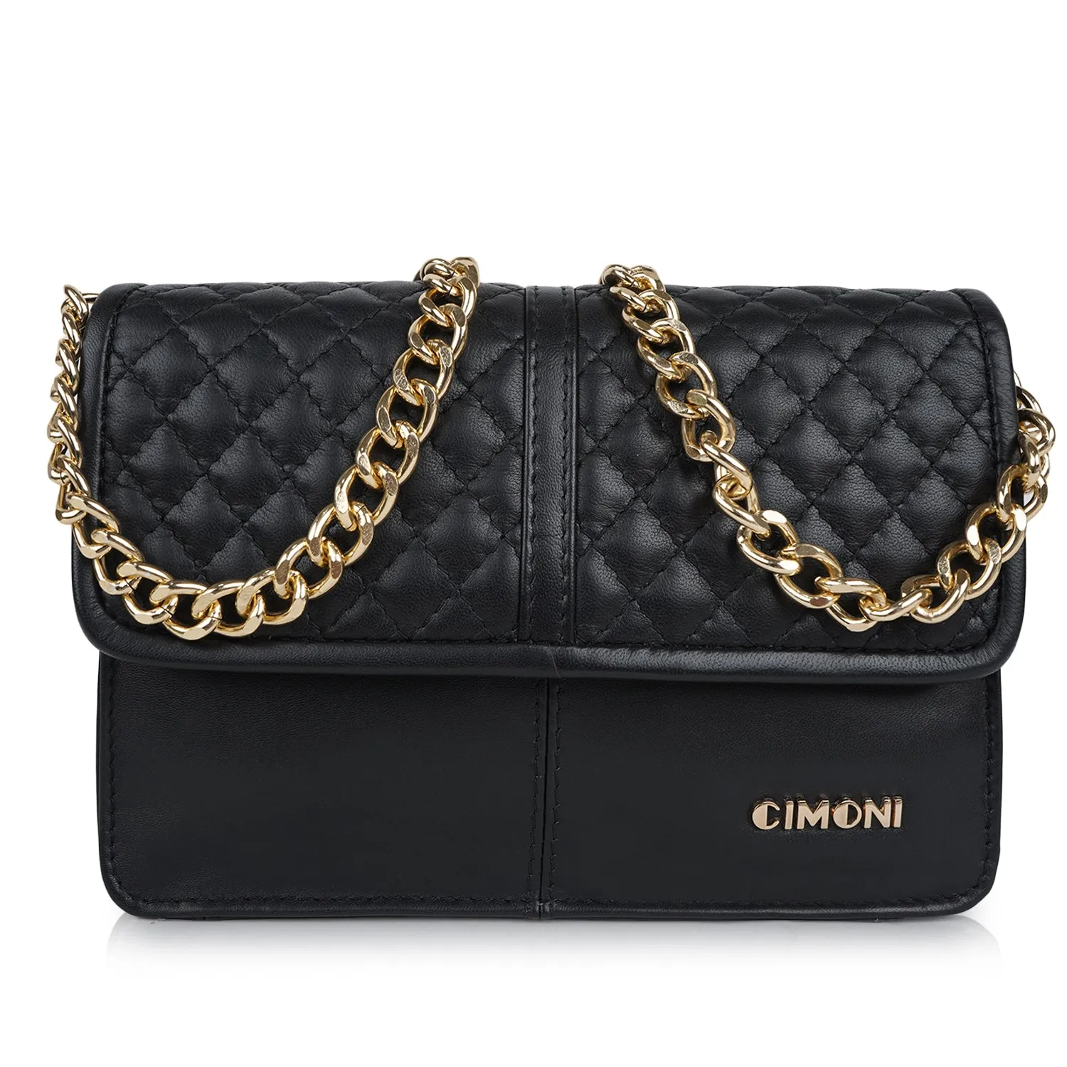 CIMONI Genuine Leather Elegant Unique Classy Design Shoulder Gold Chain Crossbody Sling Bag For Women