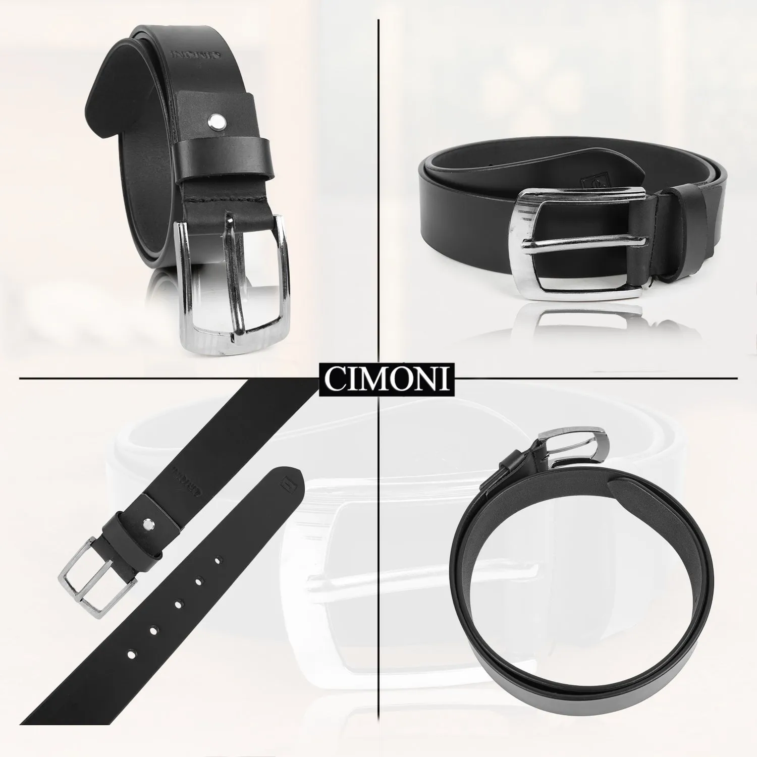 CIMONI Men Classic Single Prong Buckle Belts Online | Formal And Casual Belts | Pure Leather Belt for Men (1 Year Gurantee)